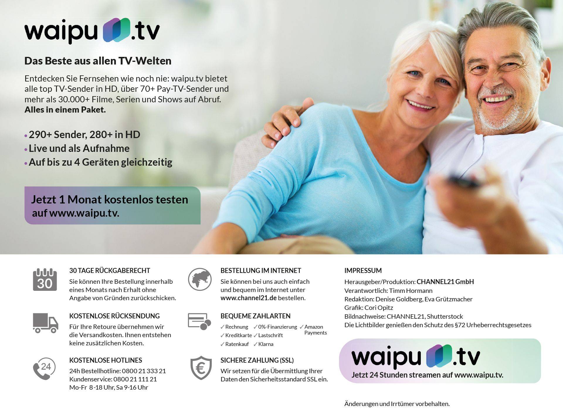 CHANNEL21 Programm, Seite 3 | gerader Monat
