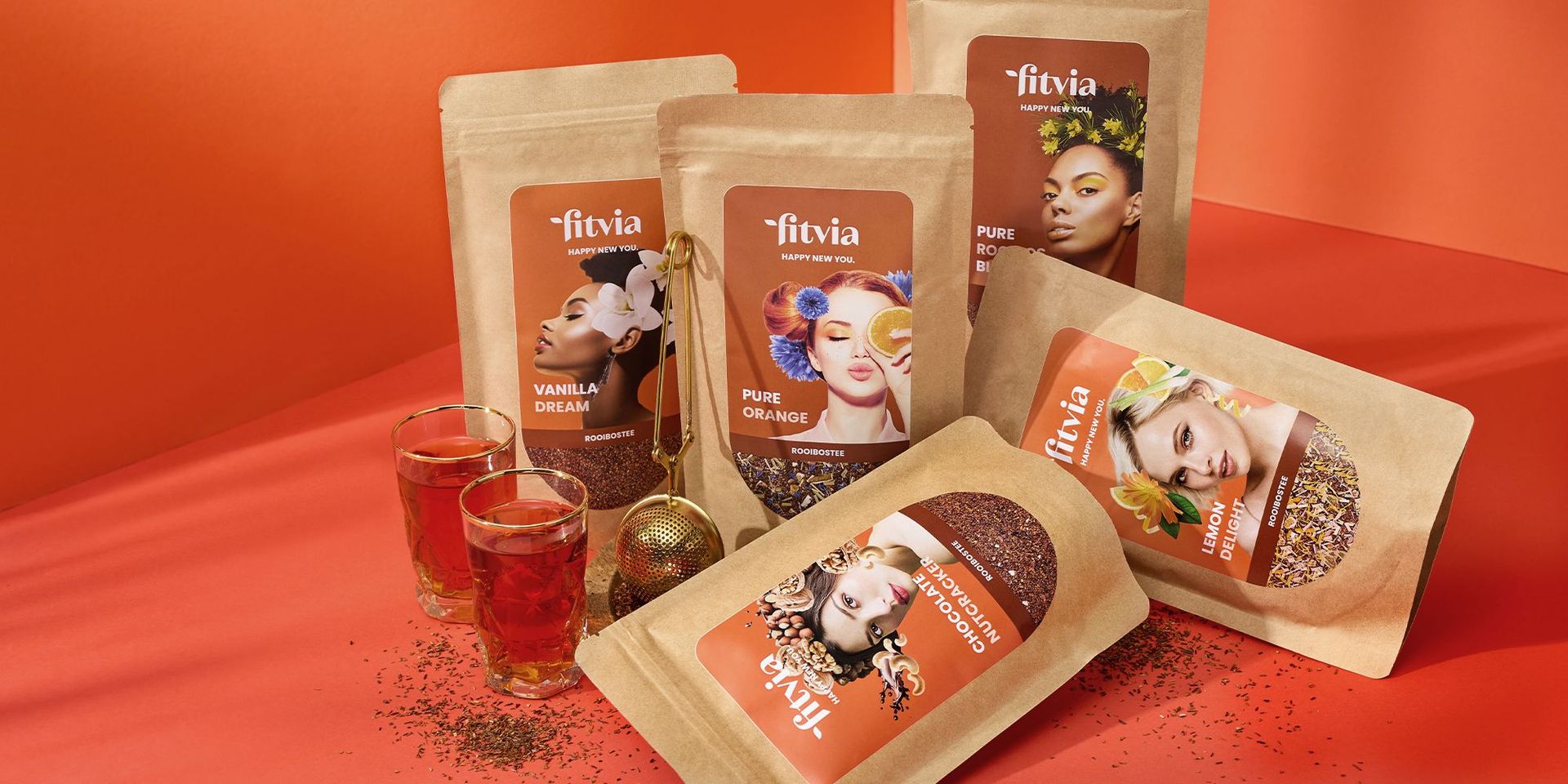 Eine Auswahl an Tees aus der Kategorie Rooibos.