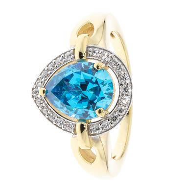 Produktbild Cocktail-Ring "Capri Stopover", Zirkonia, vergoldet