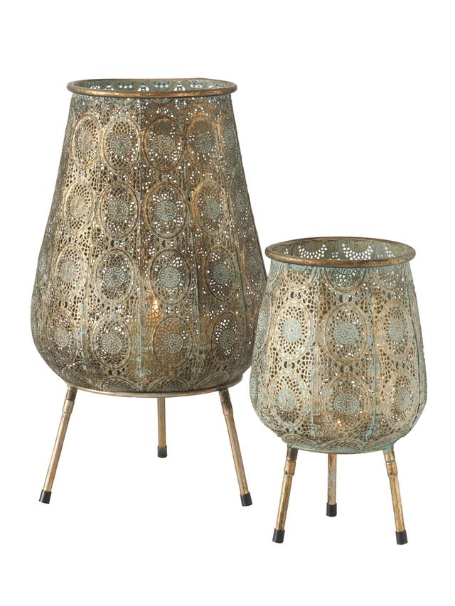Produktbild von Orientalisches Windlicht "Violo" Shabby-Chic Look, Eisen, 32 & 47 cm, 2er-Set