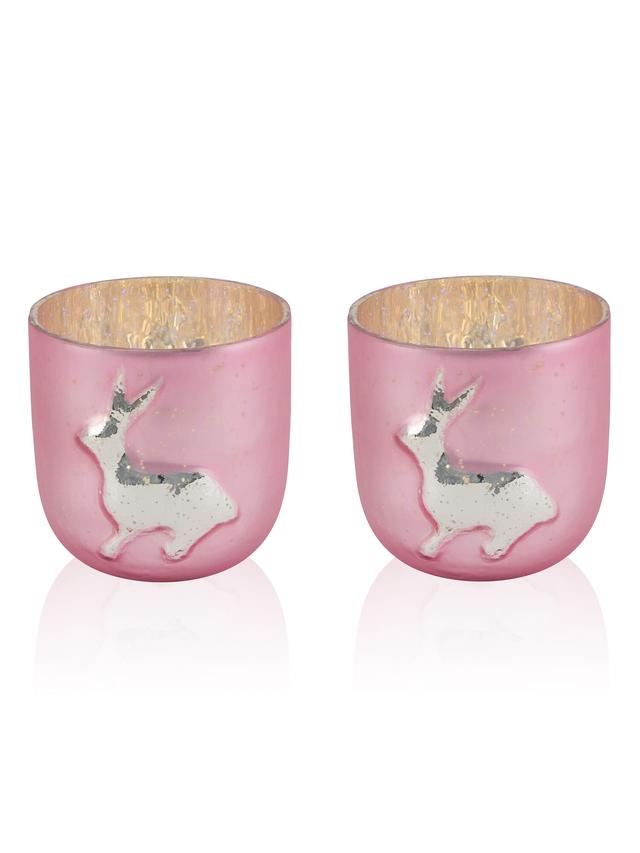 Produktbild von Glas Windlicht mit Hasen-Motiv, 2er-Set