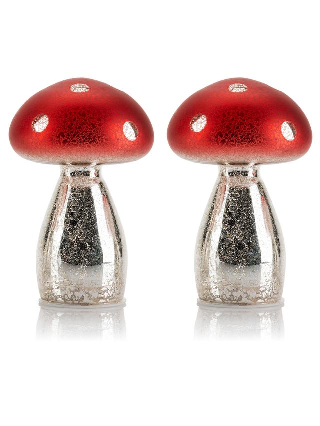 Produktbild von LED Dekoleuchte "Fliegenpilz" mit 120 h Leuchtdauer, 11 x 18 cm, 2er-Set