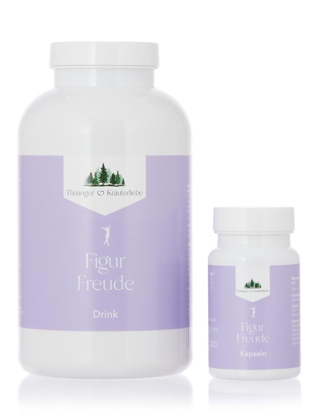 Produktbild von "Figur Freude Kur" mit Glucomannan & Capsaicinoiden Capsimax®, Kapseln & Drink, Monatsvorrat, 2-teilig