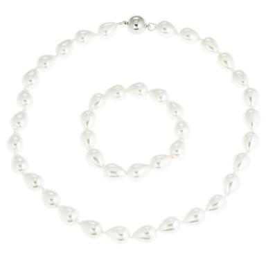 Produktbild Collier & Armband, Muschelkernperlen, Tropfenform