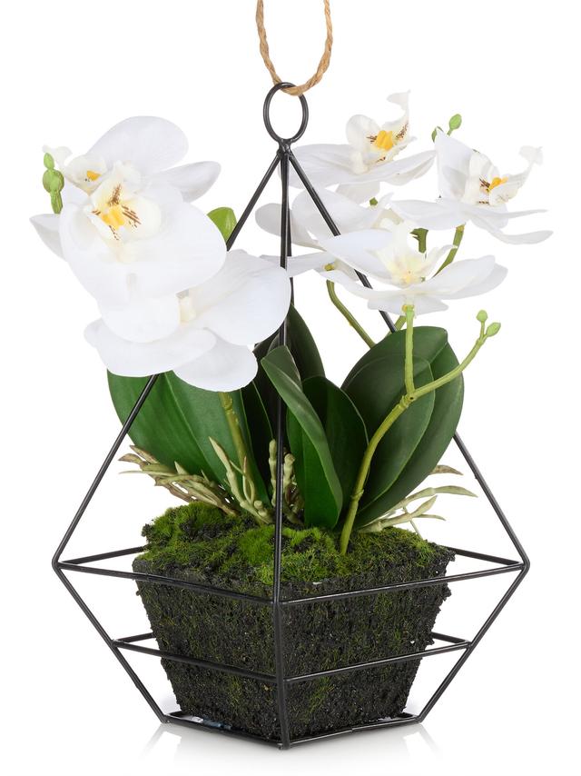 Produktbild von Kunstorchidee Hängepflanze, Metallrahmen, Realtouch, 26 cm