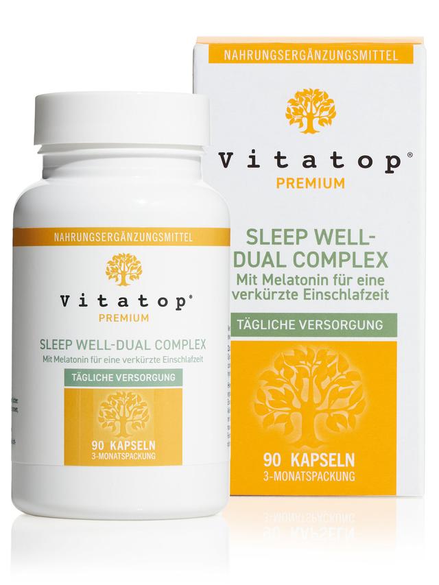 Produktbild von "Sleep Well-Dual Complex" mit dem hochwertigen Melatonin Melotime™, Kapseln, 3-Monatsvorrat
