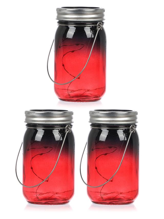 Produktbild von Solar-Windlicht mit maritimem Design, LED, klein, Rot, 3er-Set