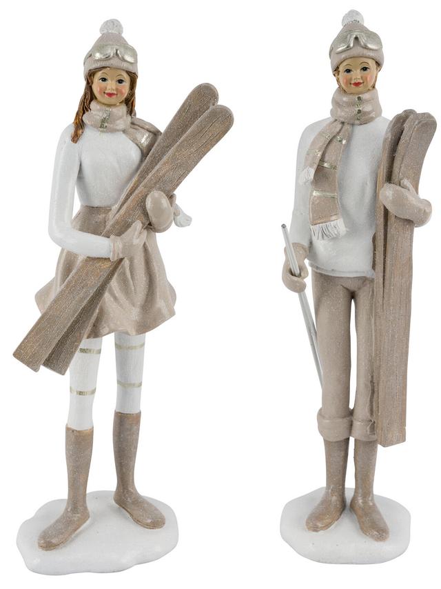 Produktbild von Dekofigur Skifahrer-Pärchen im Vintage-Stil, 2er-Set
