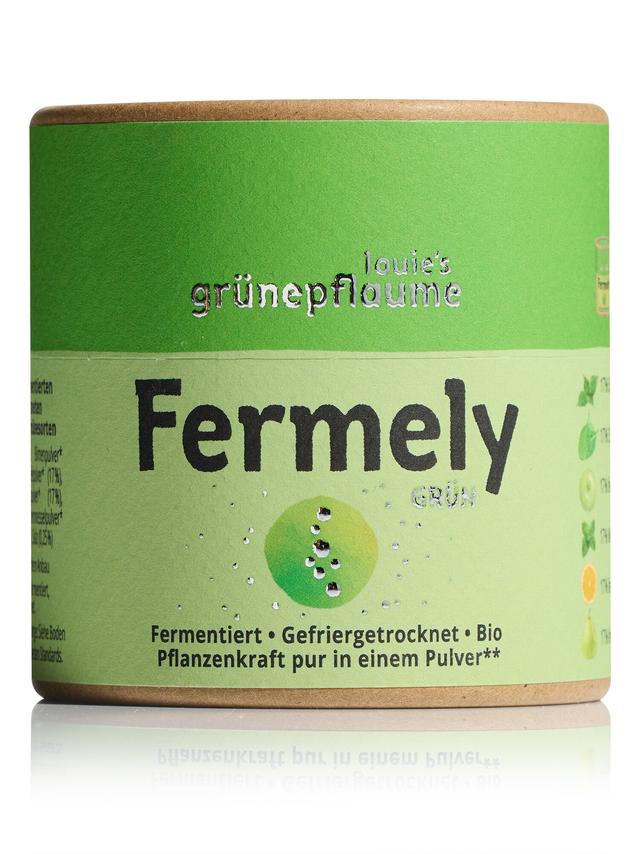Produktbild von louie's grünepflaume Bio-Pulver "Fermely Grün" auf Basis fermentierter & gefriergetrockneter Minze, 70 g