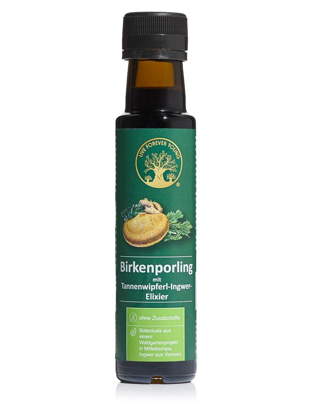 Produktbild von Live Forever Young Fermentierter Kräutersirup "Birkenporling-Elixier" mit Ingwer und Tannenwipferl, 100 ml