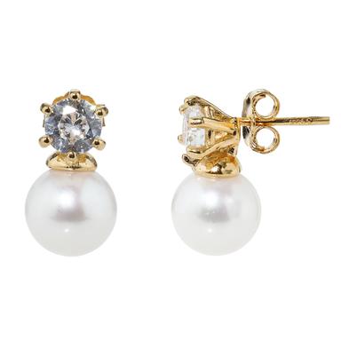 Produktbild Ohrstecker Dahlia mit Zirkonia und Perle, poliert