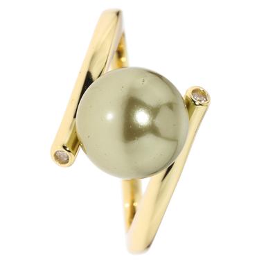 Produktbild Croisé-Ring "Scala No. 4", Muschelkernperle, Zirkonia, vergoldet
