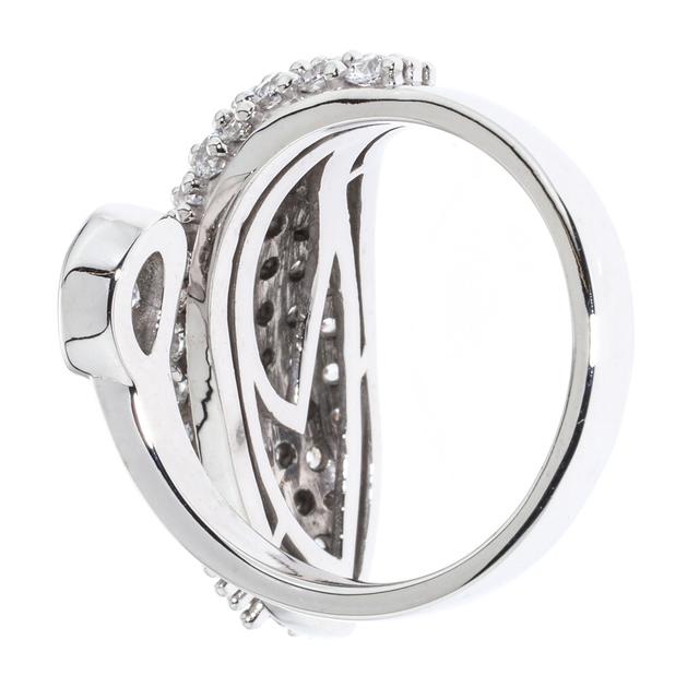 Produktbild von Croisé-Ring "Leaf of Glamour", Zirkonia, rhodiniert