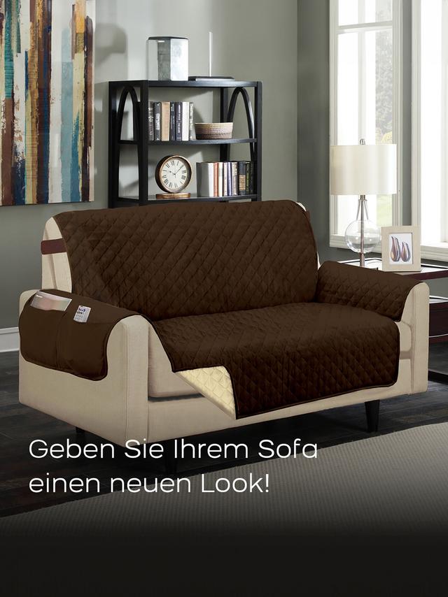 Produktbild von Sofa-Überzug aus wasserabweisendem Stoff, mit Wendefunktion, 2-Sitzer-Sofas