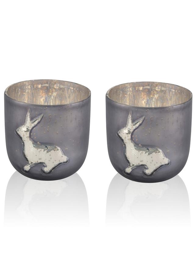 Produktbild von Glas Windlicht mit Hasen-Motiv, 2er-Set