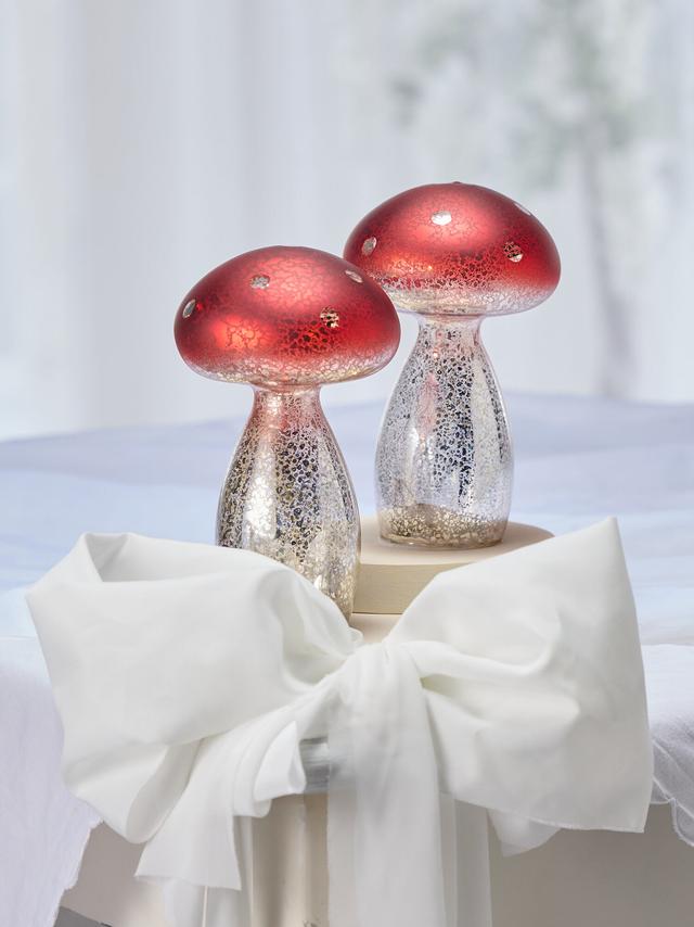 Produktbild von LED Dekoleuchte "Fliegenpilz" mit 120 h Leuchtdauer, 11 x 18 cm, 2er-Set