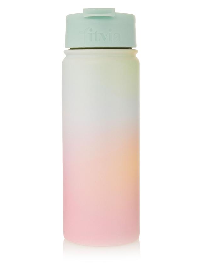 Produktbild von "Hyaluron Drink"-Set mit Hyaluronsäure & Biotin, Pulver, Monatsvorrat & fitvia Thermoflasche Zuckerwatte, 500 ml