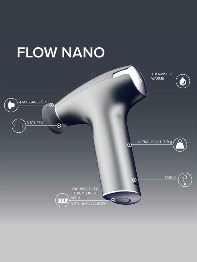 Produktbild von Massagepistole "Flow Nano" Wärmefunktion, 3 Massagestufen & Wärmestufen, 40 W