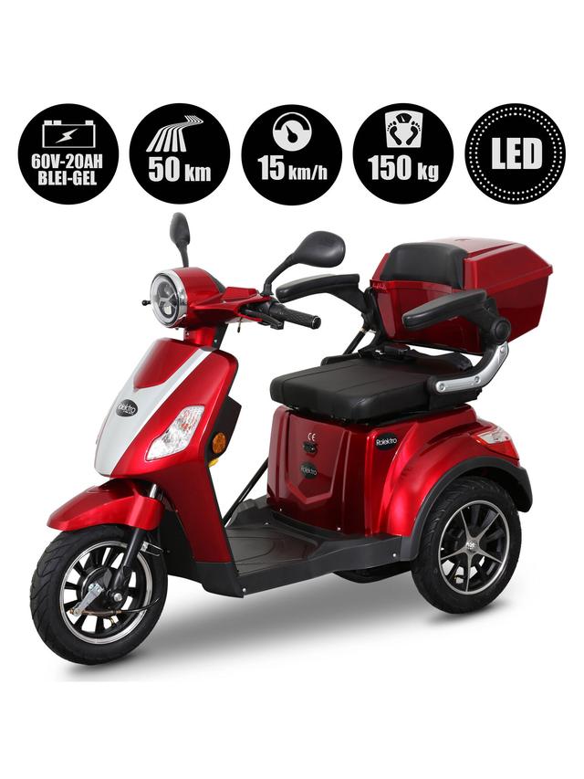 Produktbild von E-Trike "15 Pro" Blei-Gel-Akku, mit Straßenzulassung, führerscheinfrei, 50 km Reichweite, bis zu 15 km/h, 1000 W