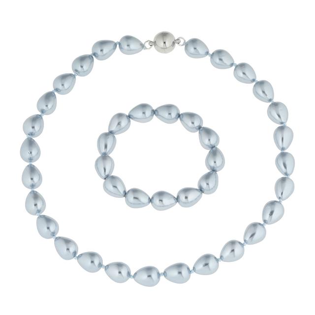 Produktbild von Collier & Armband, Muschelkernperlen, Tropfenform