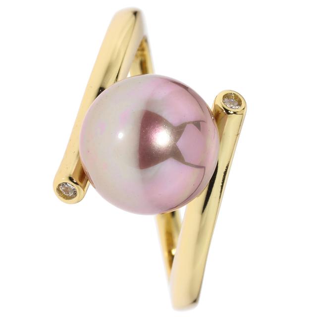 Produktbild von Croisé-Ring "Scala No. 4", Muschelkernperle, Zirkonia, vergoldet