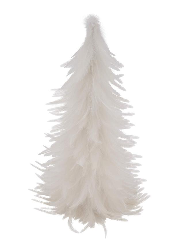 Produktbild von Weihnachtsdeko Tannenbaum aus Federn, Grün oder Weiß, 31 cm