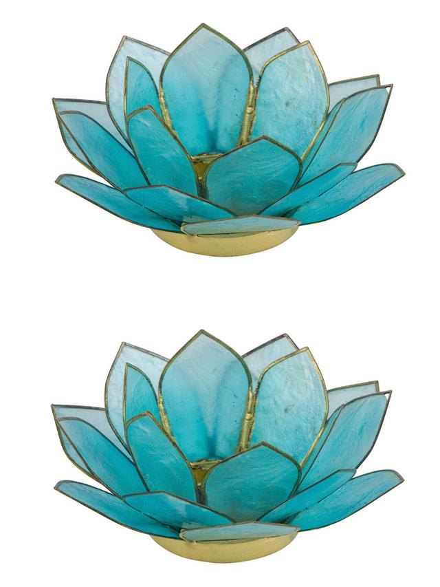 Produktbild von Teelichthalter als Lotusblüte, Rosa oder Blau, 2er-Set