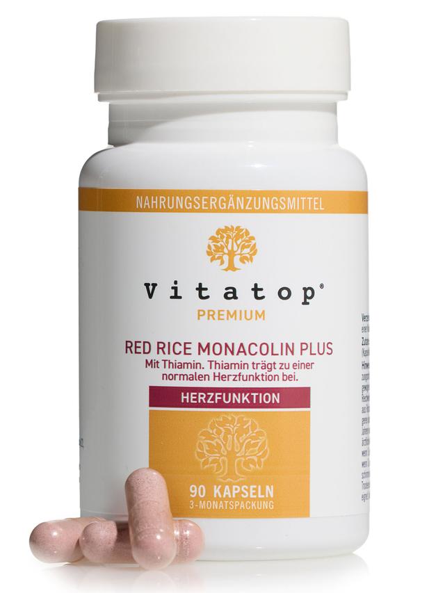 Produktbild von "Red Rice Monacolin Plus" mit Monacolinen aus Rotschimmelreis & Thiamin, Kapseln, Jahresvorrat