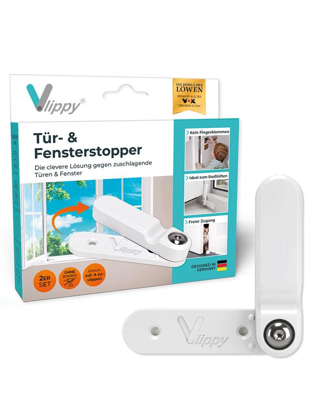 Produktbild von Tür- & Fensterstopper "Vlippy" gegen zuknallen, weiß, 4er-Set