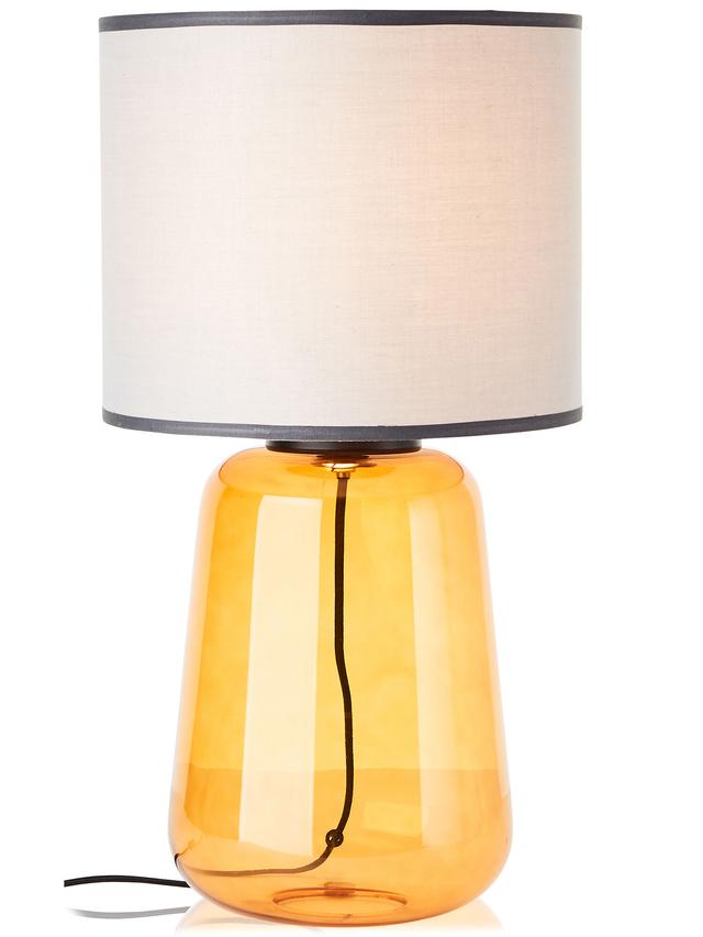 Produktbild von Tischlampe "Leonore" mit Glasfuß & Textilschirm, 56,5 cm