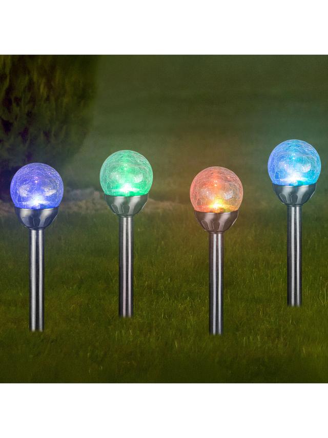 Produktbild von LED Solar Kugelleuchten mit Crackle Glas, Farbwechsel oder kaltweißes Licht, Ø11 cm, 4er-Set