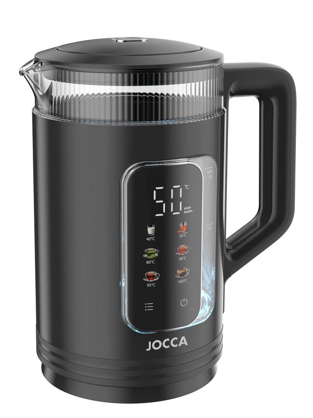 Produktbild von Jocca Glas Wasserkocher "Easy Touch" mit Touchscreen, Temperaturwahl, Warmhaltefunktion, LED Licht, 1,5 l