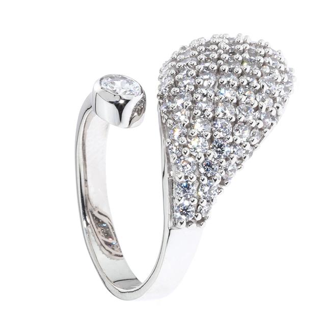 Produktbild von Croisé-Ring "Leaf of Glamour", Zirkonia, rhodiniert