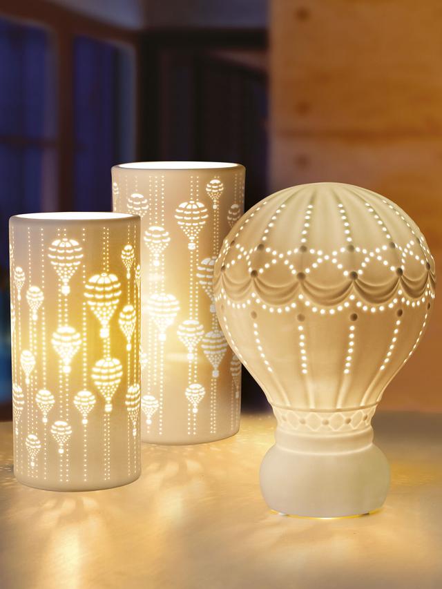 Produktbild von BRANDANI Tischleuchte aus Porzellan, Ballon-Design, Zylinder, 25 W, 28 cm