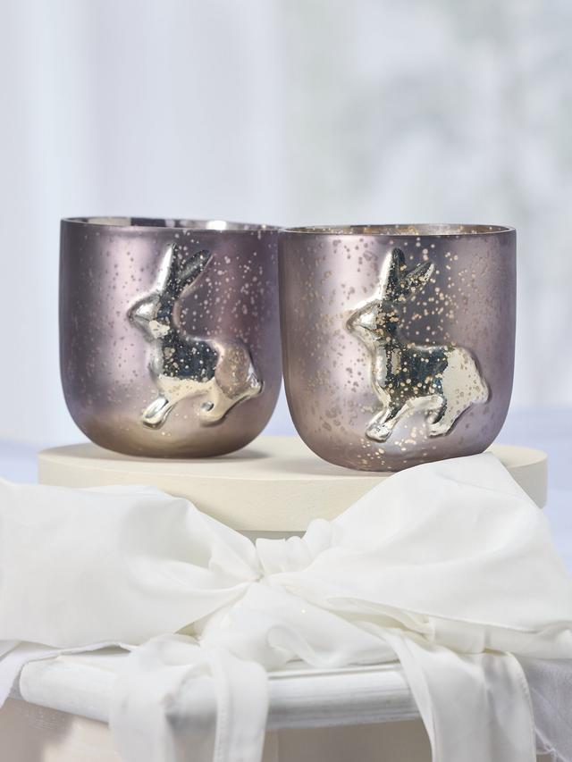 Produktbild von Glas Windlicht mit Hasen-Motiv, 2er-Set