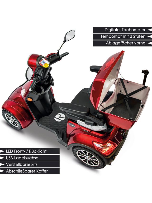 Produktbild von E-Quad " Theo 15 Premium" mit Straßenzulassung, ohne Führerschein & Helmpflicht, Lithium Batterie, herausnehmbarer Akku, 90 km Reichweite, bis zu 15 km/h, 1000 W