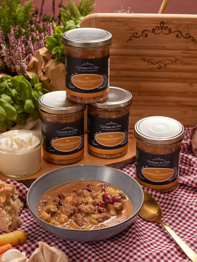 Produktbild von Sauerkrauteintopf mit Rind im Glas, Bio, 370 g, 4er-Set