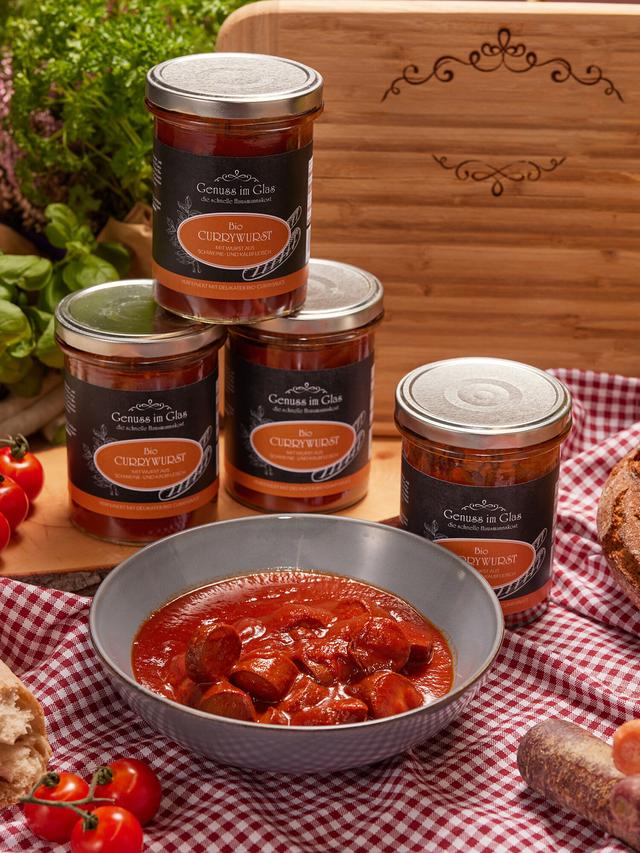 Produktbild von Bio Currywurst mit Wurst aus Schweine- und Kalbsfleisch, 4er-Set