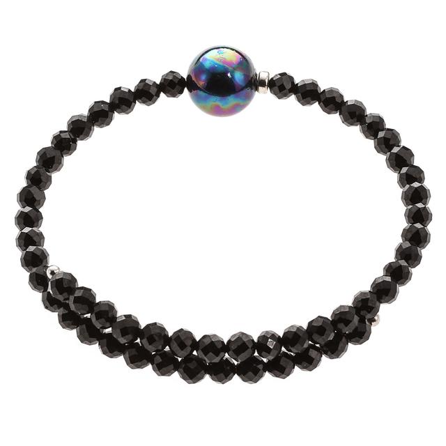 Produktbild von Wickel-Armband,1 Muschelkernperle, Black Spinell, ca. 25 ct.