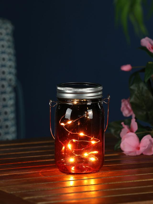 Produktbild von Solar-Windlicht mit maritimem Design, LED, klein, Rot, 3er-Set