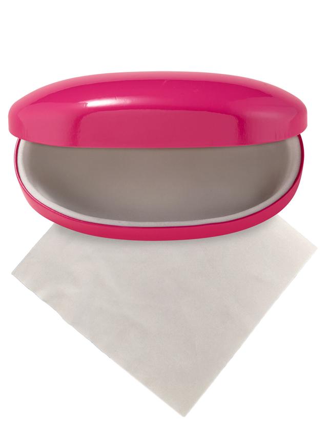 Produktbild von Brillenetui "Pink Case" mit grauem Interieur inkl. Mikrofaser-Tuch