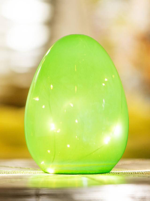 Produktbild von LED Lampe "Viso" aus Glas in Eiform, mit 20 Micro-LEDs und Timerfunktion