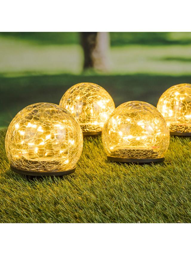 Produktbild von LED Solarleuchten mit Crackle Glas & Erdspieß, warmweiß, 4er-Set