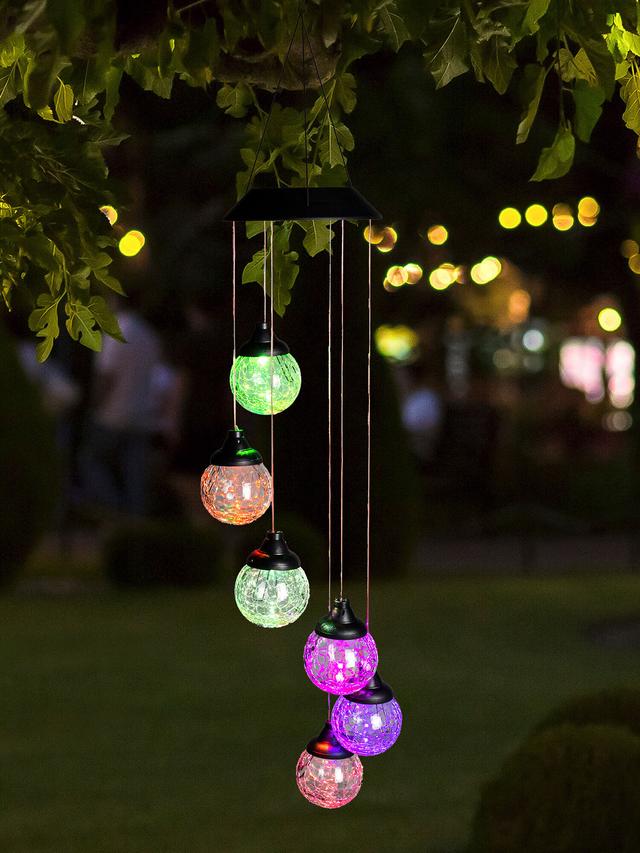 Produktbild von Solarleuchten LED Windspiel mit 6 Crackle-Glaskugeln