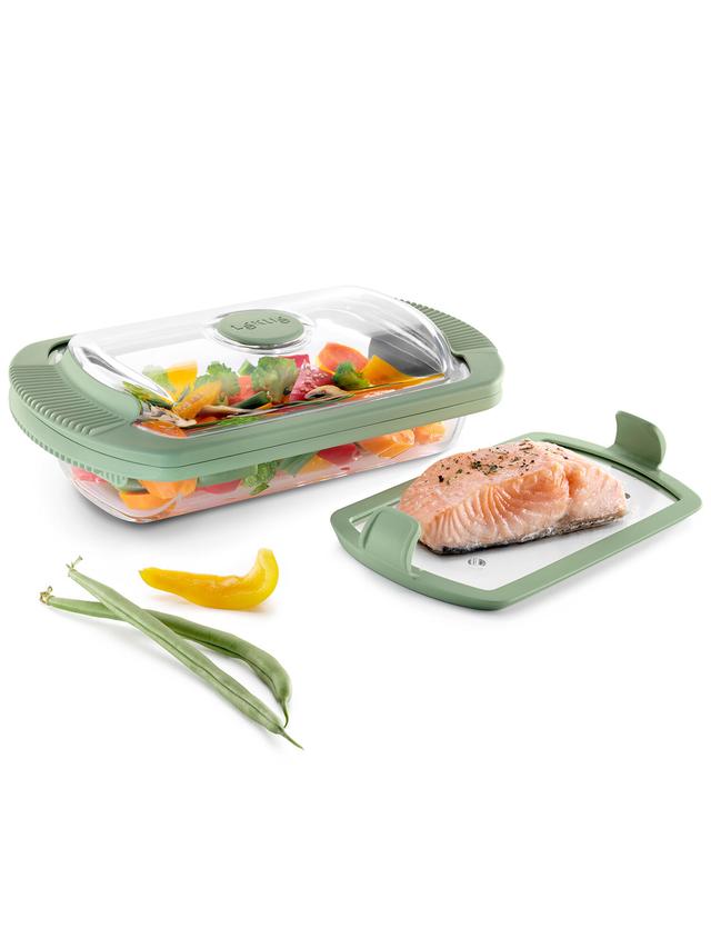 Produktbild von Dampfbox aus Glas mit Deckel und Dampfventil, Mikrowelle und Backofen, schonendes Garen, 2 Portionen, 0,75 l
