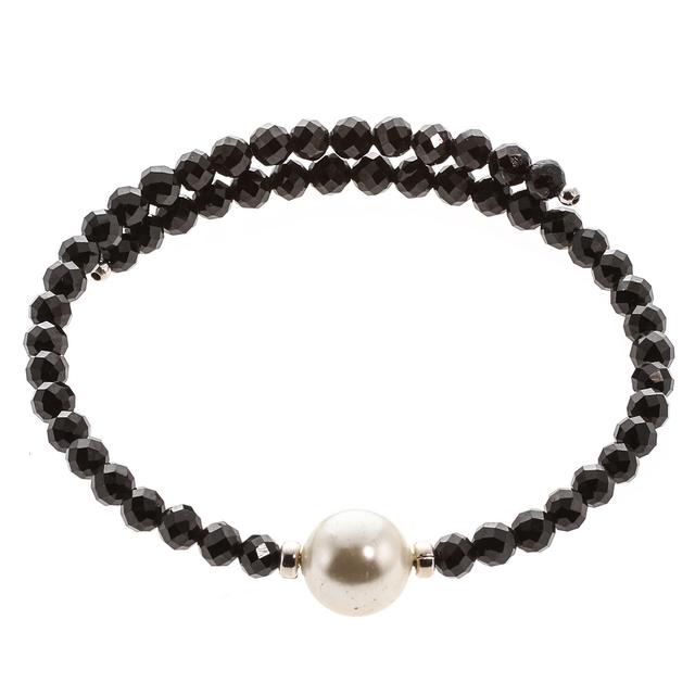 Produktbild von Wickel-Armband,1 Muschelkernperle, Black Spinell, ca. 25 ct.