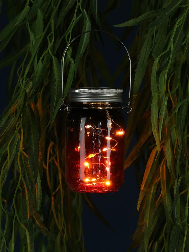 Produktbild von Solar-Windlicht mit maritimem Design, LED, klein, Rot, 3er-Set