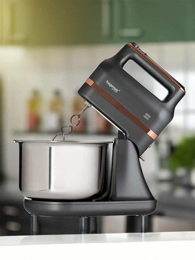 Produktbild von Handmixer mit Rührschüssel, Edelstahl, Spritzschutz, 5 Stufen, 3,5 l, 400 W