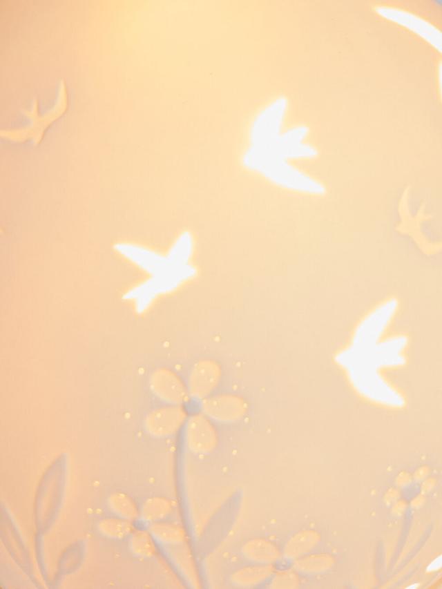 Produktbild von Tischlampe aus Keramik in Kugelform mit Vogelmotiv, E14, 16 cm, 25 W