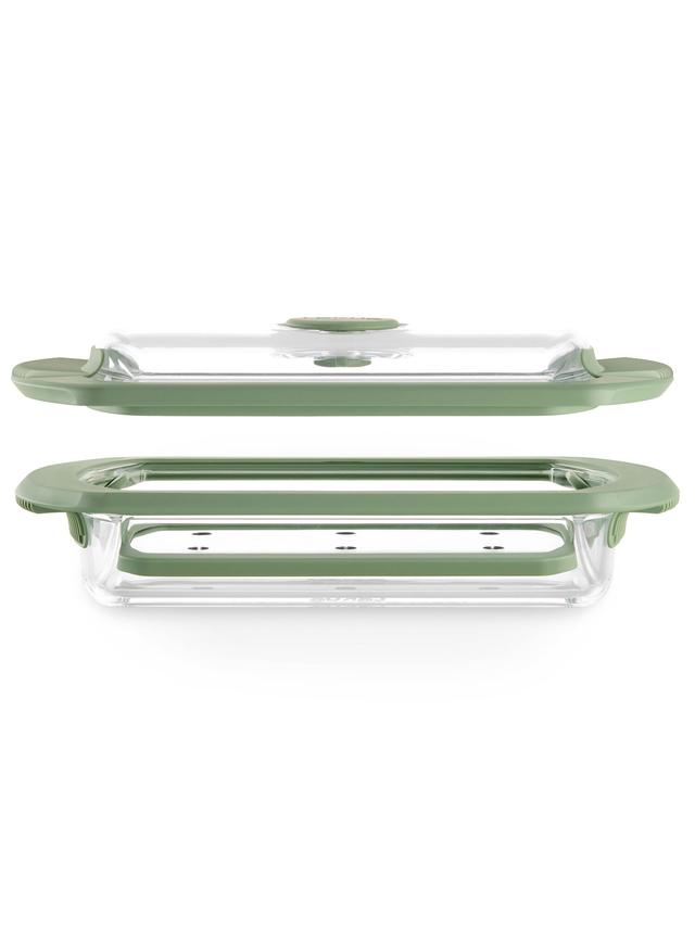 Produktbild von Dampfbox aus Glas mit Deckel und Dampfventil, Mikrowelle und Backofen, schonendes Garen, 2 Portionen, 0,75 l